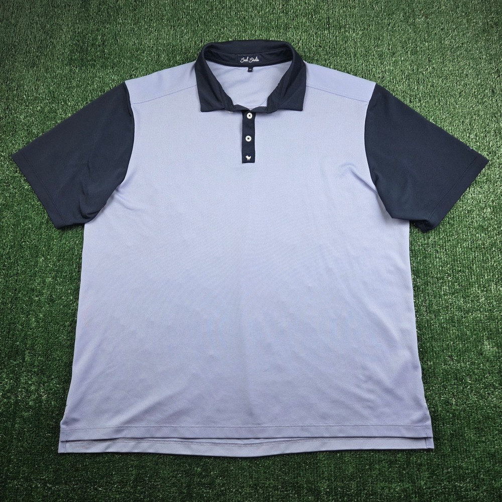 Bad Birdie Mens XXL Golf Polo Shirt Colorblock Blue Navy Performance Pique Knit - Picture 2 of 6